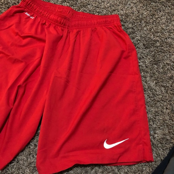 red nike soccer shorts